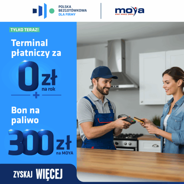 Terminal płatniczy za 0 zł + bon na paliwo 300 zł na stacjach MOYA