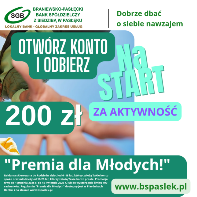 „Premia dla Młodych!” - Odbierz 200 zł na START! Rodzicu, załóż Takie Konto Spoko (od 6 - 18 roku życia) dla swojego dziecka lub Takie Konto Proste (od 18 - 26 roku życia) dla siebie